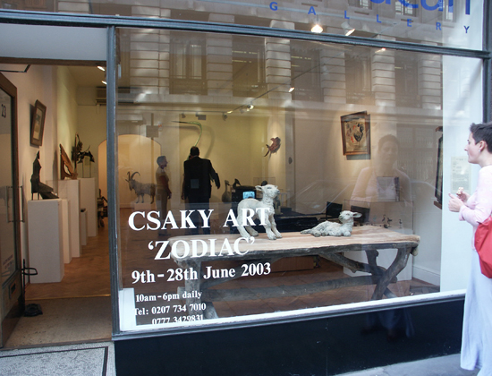 Window of the exhibition Zodiac, Dido Crosby, Ardean Gallery, Cork Street, London 2003